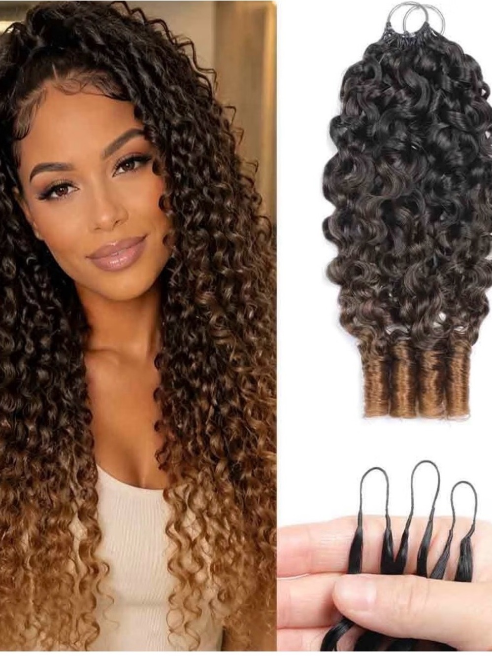 Luxury Deep Curly Ombre Hair Extensions - Brown to Blonde 2Packs